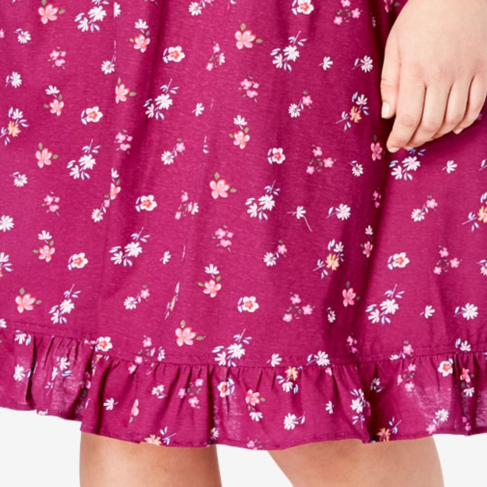 Short Floral Print Cotton Gown - Picture 4 of 5